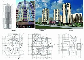 Комплекс с 27-ю жилыми домами с техническими и подземными этажами.
